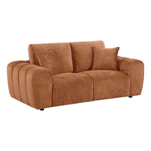 Pemberly Row Chenille Upholstered Wide Arm Loveseat in Burnt Orange