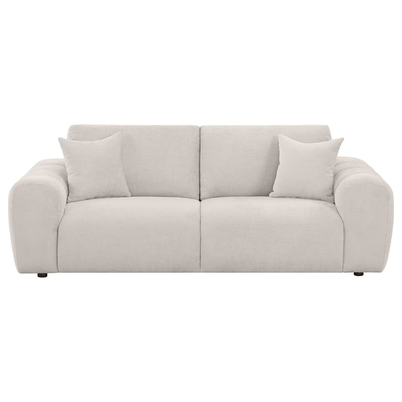 Pemberly Row Chenille Upholstered Wide Chunky Arm Sofa in Ivory