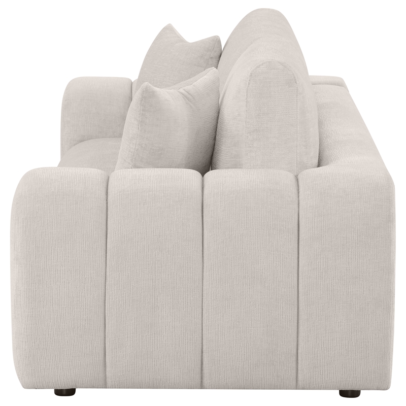 Pemberly Row Chenille Upholstered Wide Chunky Arm Sofa in Ivory