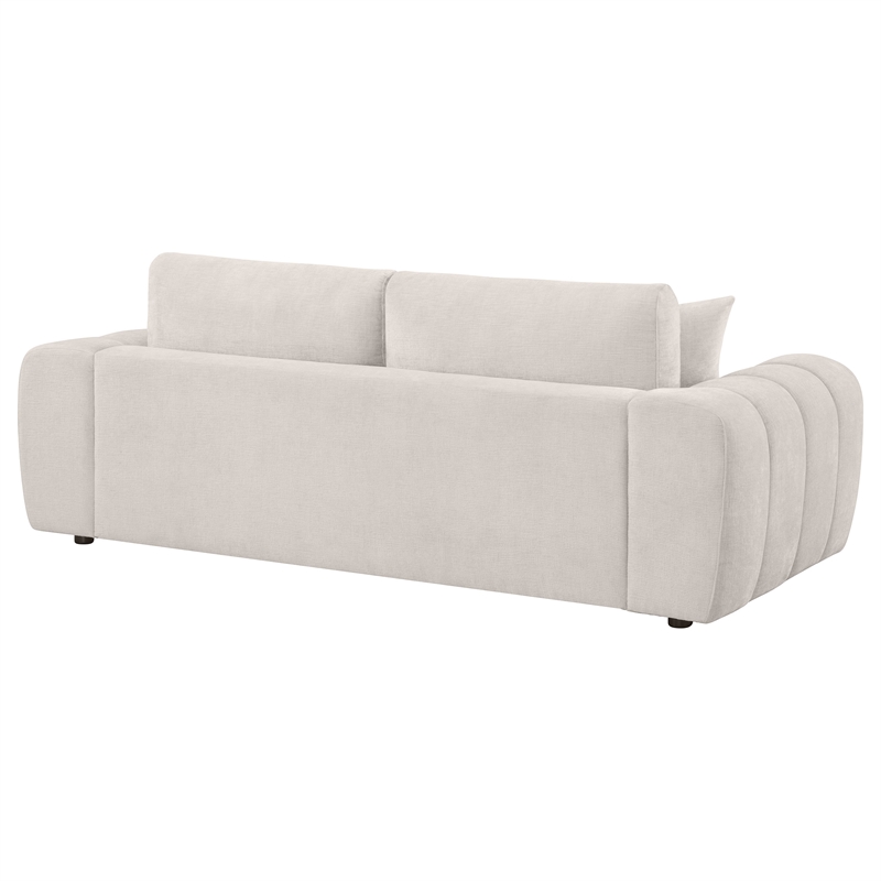 Pemberly Row Chenille Upholstered Wide Chunky Arm Sofa in Ivory
