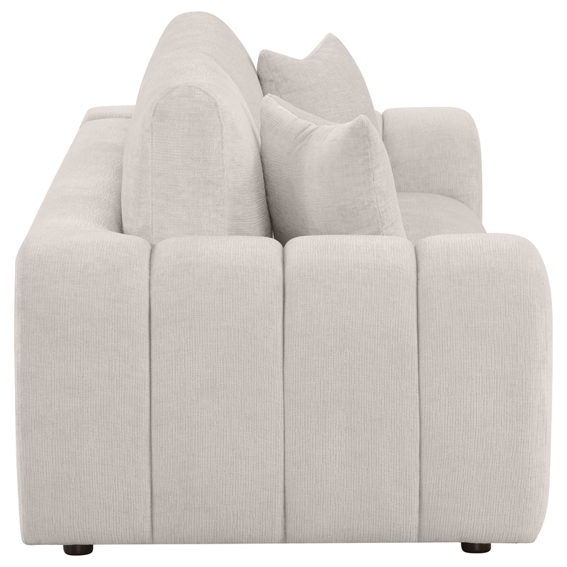 Pemberly Row Chenille Upholstered Wide Chunky Arm Sofa in Ivory