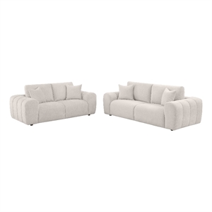 Pemberly Row 2-piece Chenille Upholstered Wide Arm Sofa Set in Ivory
