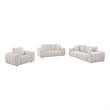 Pemberly Row 3-piece Chenille Upholstered Wide Arm Sofa Set in Ivory