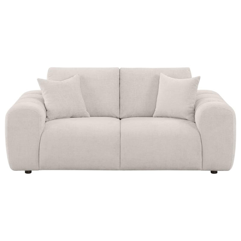 Pemberly Row Chenille Upholstered Wide Arm Loveseat in Ivory