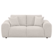 Pemberly Row Chenille Upholstered Wide Arm Loveseat in Ivory