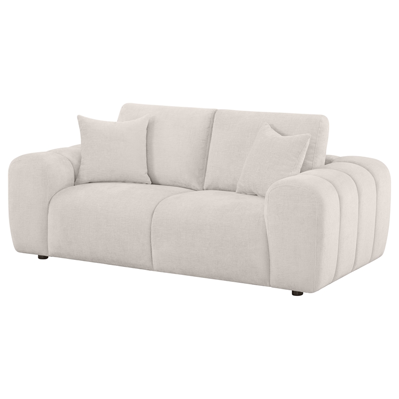 Pemberly Row Chenille Upholstered Wide Arm Loveseat in Ivory