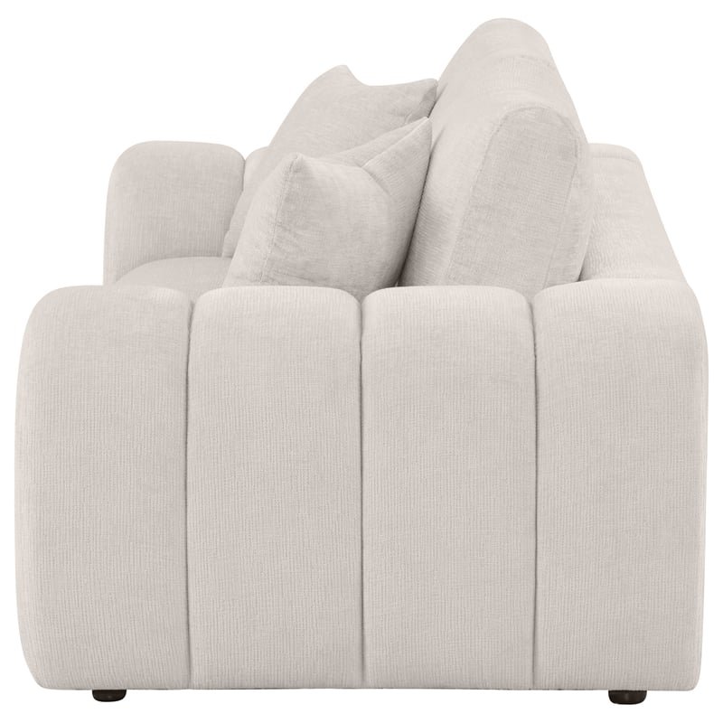 Pemberly Row Chenille Upholstered Wide Arm Loveseat in Ivory