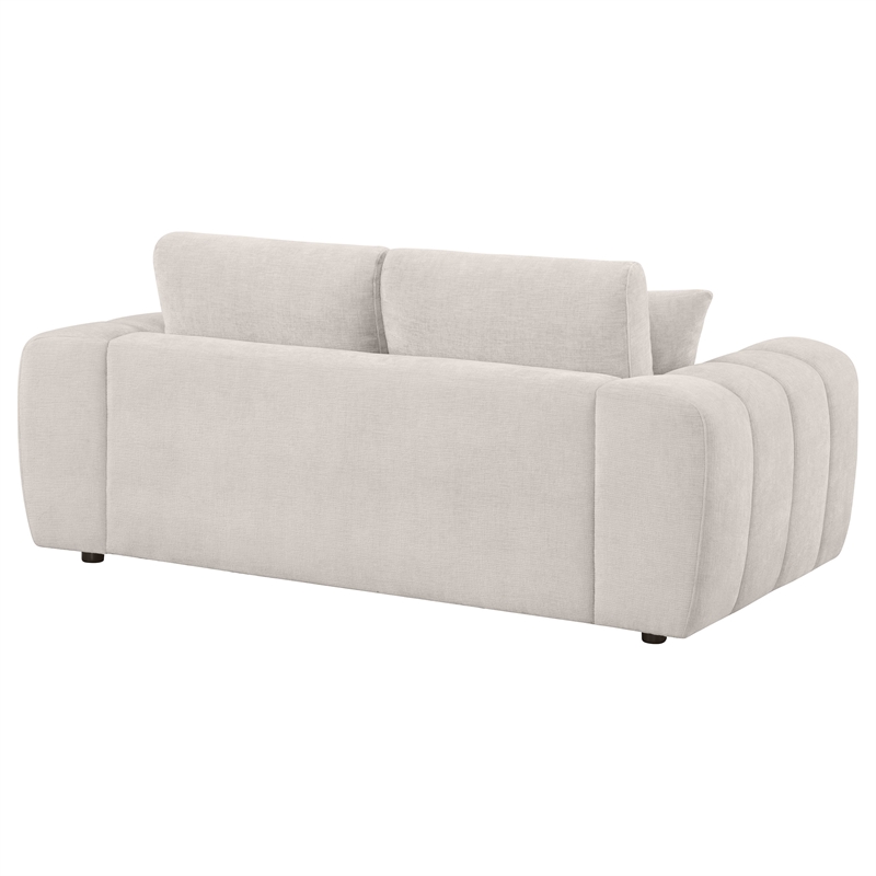 Pemberly Row Chenille Upholstered Wide Arm Loveseat in Ivory
