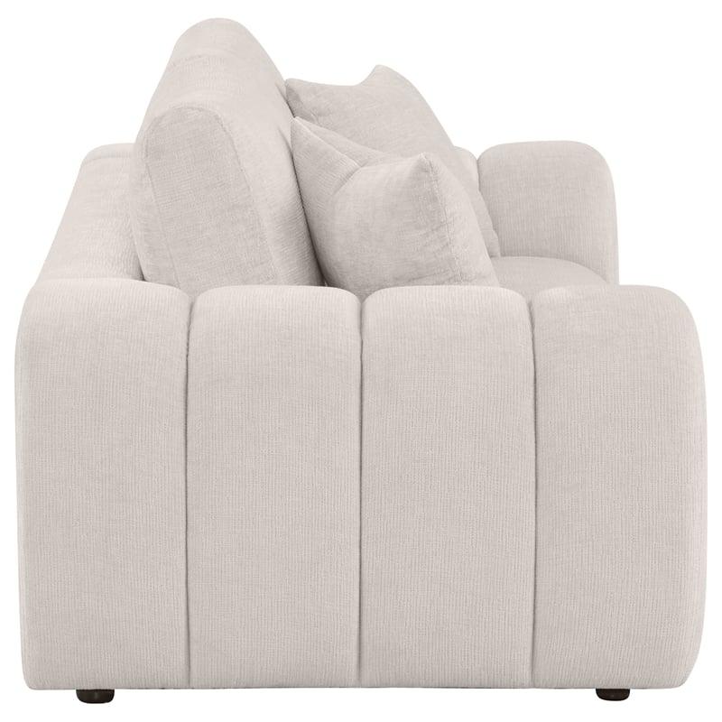 Pemberly Row Chenille Upholstered Wide Arm Loveseat in Ivory
