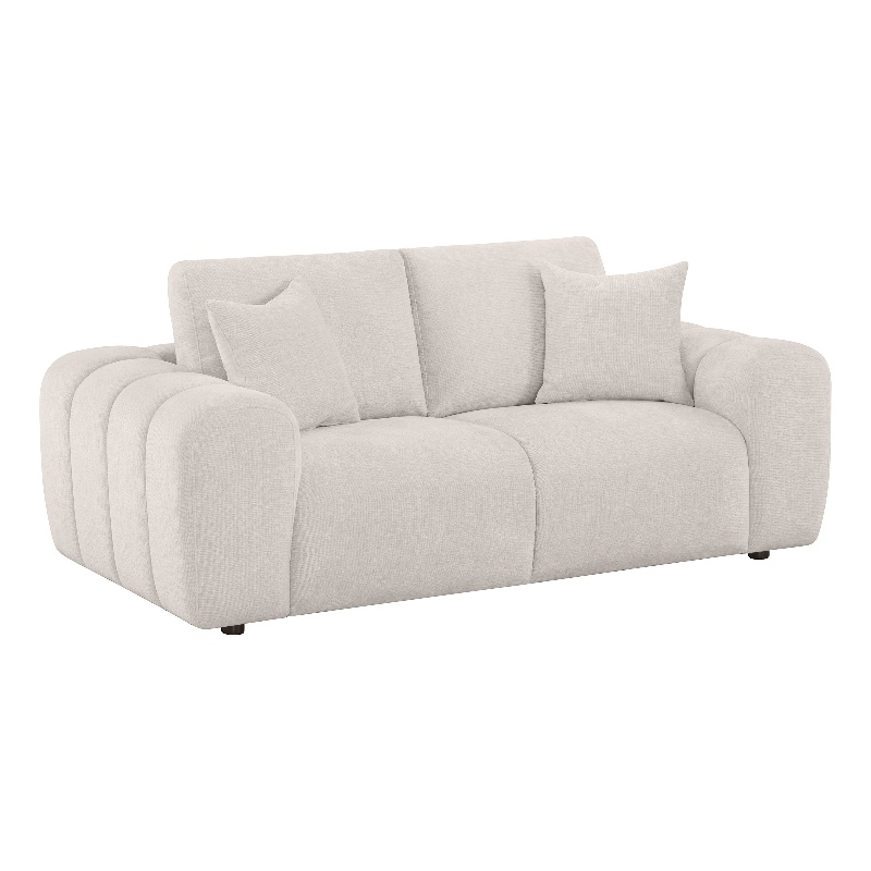 Pemberly Row Chenille Upholstered Wide Arm Loveseat in Ivory
