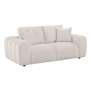 Pemberly Row Chenille Upholstered Wide Arm Loveseat in Ivory