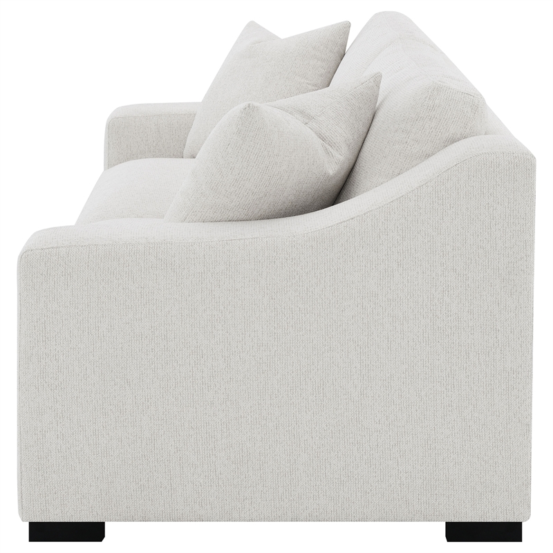 Pemberly Row Transitional Fabric Upholstered Track Arm Sofa in Sand