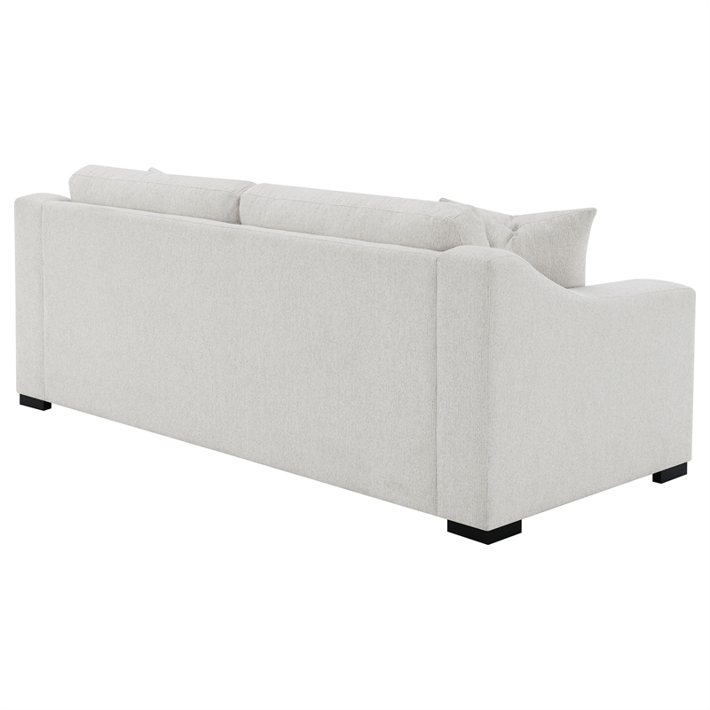 Pemberly Row Transitional Fabric Upholstered Track Arm Sofa in Sand