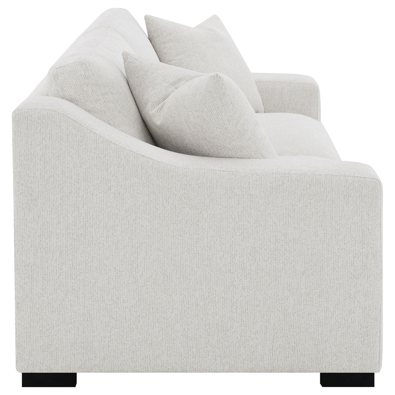 Pemberly Row Transitional Fabric Upholstered Track Arm Sofa in Sand