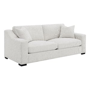 Pemberly Row Transitional Fabric Upholstered Track Arm Sofa in Sand