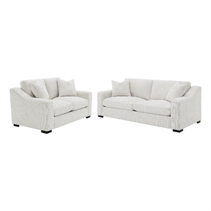Pemberly Row 2-piece Fabric Upholstered Track Arm Sofa Set in Sand