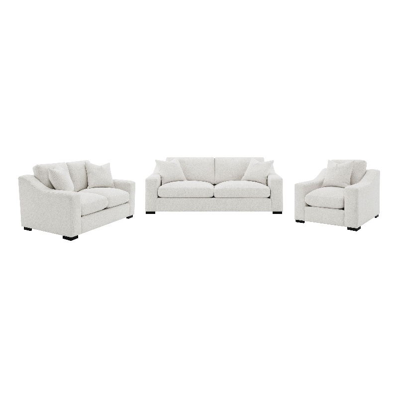 Pemberly Row 3-piece Fabric Upholstered Track Arm Sofa Set in Sand