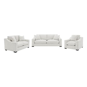 Pemberly Row 3-piece Fabric Upholstered Track Arm Sofa Set in Sand