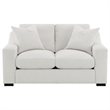 Pemberly Row Fabric Upholstered Curved Track Arm Loveseat in Sand