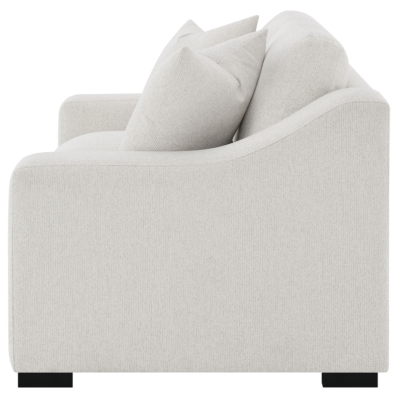 Pemberly Row Fabric Upholstered Curved Track Arm Loveseat in Sand