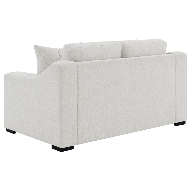 Pemberly Row Fabric Upholstered Curved Track Arm Loveseat in Sand