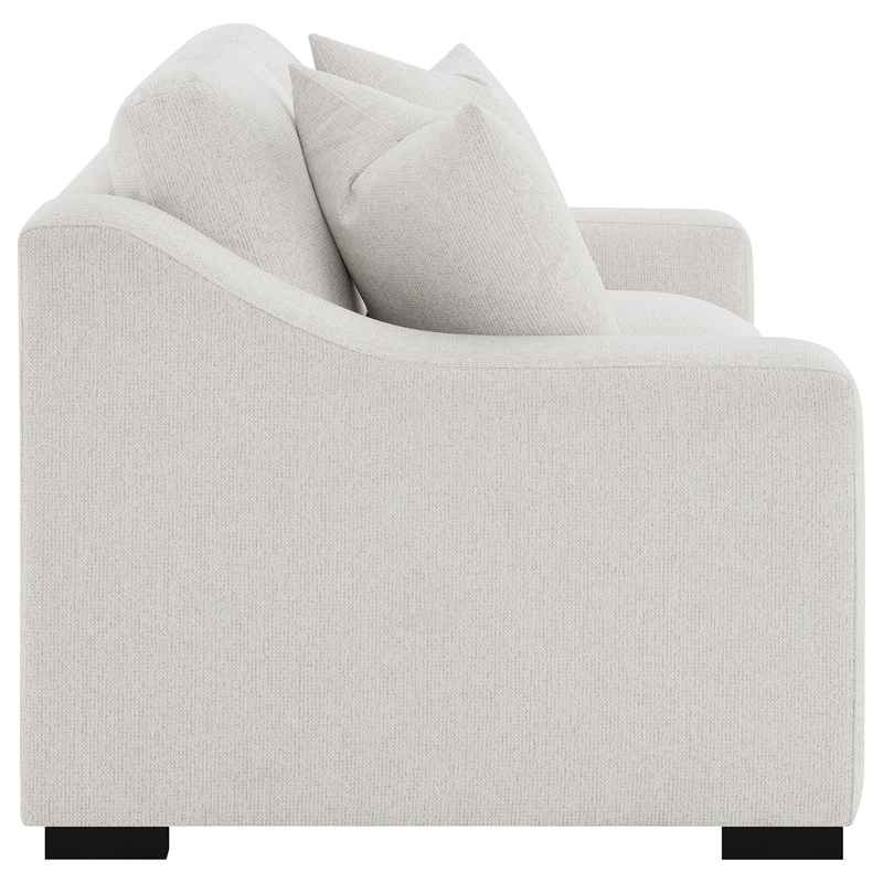Pemberly Row Fabric Upholstered Curved Track Arm Loveseat in Sand