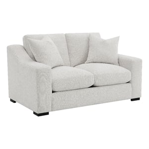Pemberly Row Fabric Upholstered Curved Track Arm Loveseat in Sand