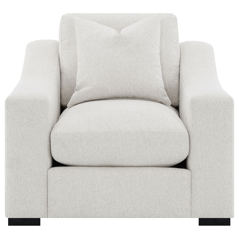 Pemberly Row Fabric Upholstered Track Arm Accent Chair in Sand