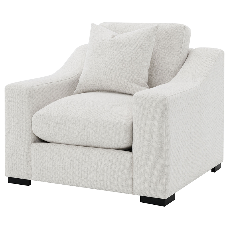 Pemberly Row Fabric Upholstered Track Arm Accent Chair in Sand