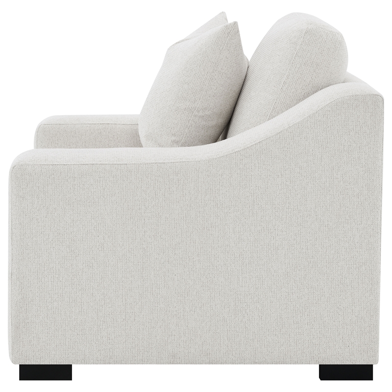 Pemberly Row Fabric Upholstered Track Arm Accent Chair in Sand