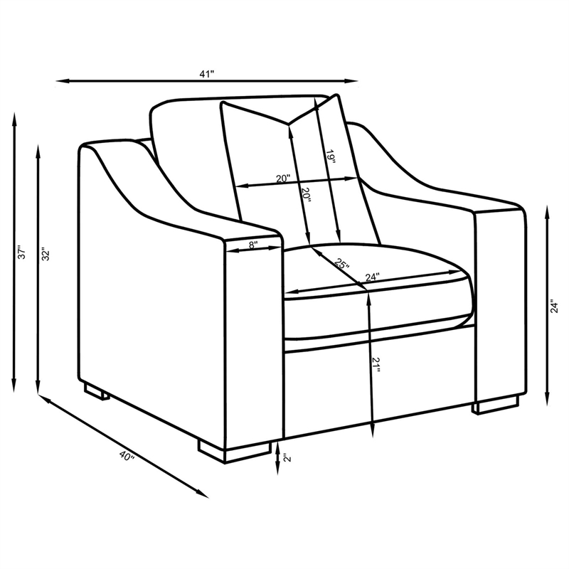 Pemberly Row 3-Piece Sloped Arm Sofa Loveseat and Chair Set in White