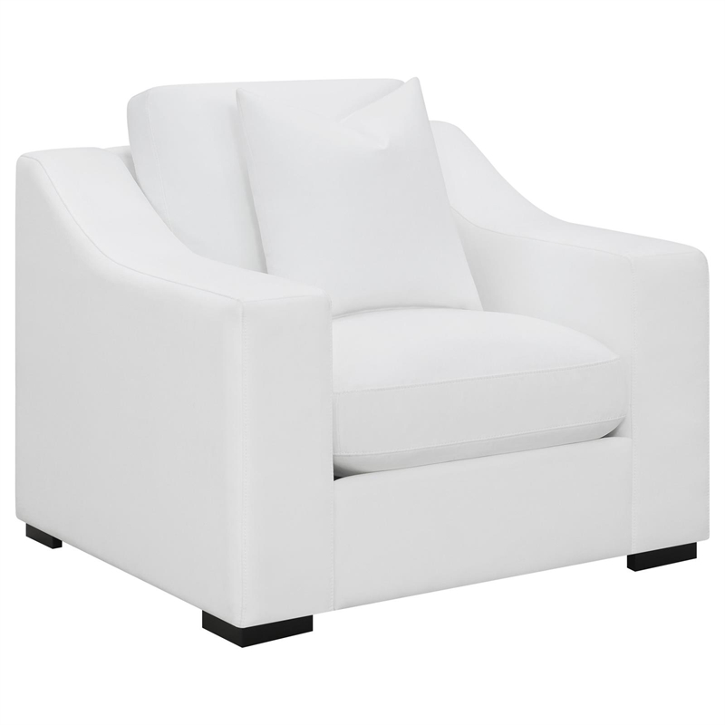 Pemberly Row 3-Piece Sloped Arm Sofa Loveseat and Chair Set in White