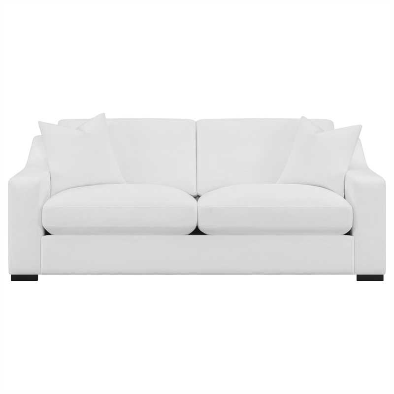 Pemberly Row 2-Piece Upholstered Sloped Arm Sofa and Loveseat Set in White