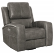 Pemberly Row Faux Leather Triple Power Swivel Glider Recliner in Charcoal