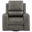 Pemberly Row Faux Leather Triple Power Swivel Glider Recliner in Charcoal
