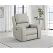Pemberly Row Faux Leather Triple Power Swivel Glider Recliner in Gray