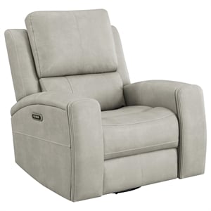 Pemberly Row Faux Leather Triple Power Swivel Glider Recliner in Gray