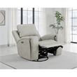 Pemberly Row Faux Leather Triple Power Swivel Glider Recliner in Gray