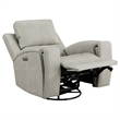 Pemberly Row Faux Leather Triple Power Swivel Glider Recliner in Gray