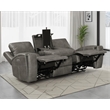 Pemberly Row Faux Leather Triple Power Reclining Sofa in Charcoal