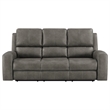 Pemberly Row Faux Leather Triple Power Reclining Sofa in Charcoal