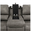 Pemberly Row Faux Leather Triple Power Reclining Sofa in Charcoal