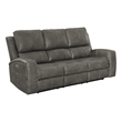 Pemberly Row Faux Leather Triple Power Reclining Sofa in Charcoal