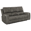 Pemberly Row Faux Leather 2 PC Triple Power Reclining Sofa Set in Charcoal