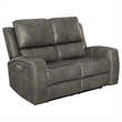 Pemberly Row Faux Leather 2 PC Triple Power Reclining Sofa Set in Charcoal