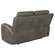 Pemberly Row Faux Leather 2 PC Triple Power Reclining Sofa Set in Charcoal