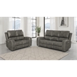 Pemberly Row Faux Leather 2 PC Triple Power Reclining Sofa Set in Charcoal
