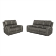 Pemberly Row Faux Leather 2 PC Triple Power Reclining Sofa Set in Charcoal