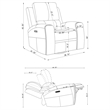 Pemberly Row Faux Leather 3 PC Triple Power Reclining Sofa Set in Charcoal