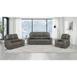 Pemberly Row Faux Leather 3 PC Triple Power Reclining Sofa Set in Charcoal